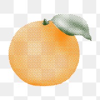Halftone tangerine sticker design element