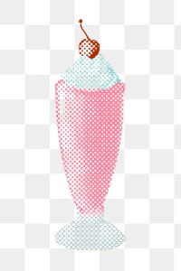 Halftone strawberry milkshake drink sticker design element