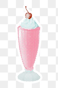 Halftone strawberry milkshake drink sticker with a white border