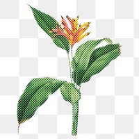 Halftone Heliconia flower sticker design element