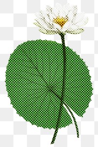 Halftone white Egyptian lotus sticker design element