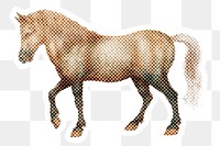 Halftone horse sticker with a white border