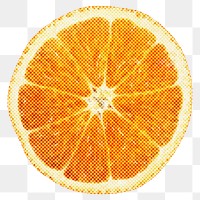 Halftone tangerine sticker design element