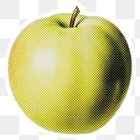 Halftone green apple sticker with a white border