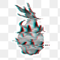 Dragonfruit glitch style sticker overlay with a white border