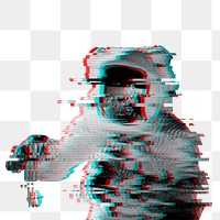 Astronaut in a spacesuit glitch style sticker overlay 