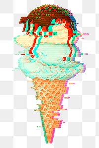 Ice cream with glitch effect sticker overlay