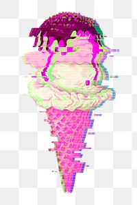 Ice cream with glitch effect sticker overlay