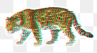 Jaguar with glitch effect  sticker with white border overlay