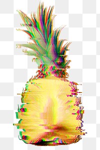 Pineapple with a glitch effect sticker overlay
