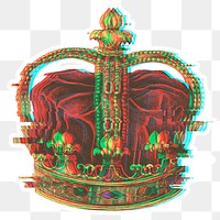 Royal crown with a glitch effect sticker overlay with a white border