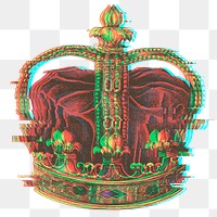 Royal crown with a glitch effect sticker overlay 