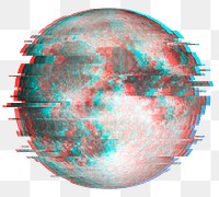 Full moon with a glitch effect sticker overlay 