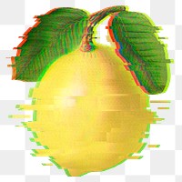 Lemon with a glitch effect sticker overlay
