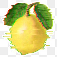 Lemon with a glitch effect sticker overlay with a white border