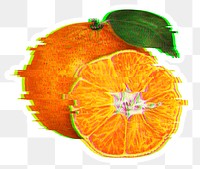 Mandarin orange with glitch effect sticker overlay