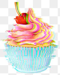 Cupcake with glitch effect sticker overlay