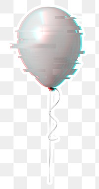 Gray balloon with glitch effect sticker overlay