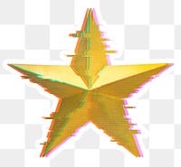 Golden star with glitch effect sticker overlay