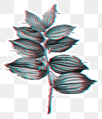 Solomon's seal plant with glitch effect sticker overlay