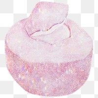 Sparkling pink coconut holographic style design element