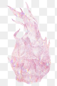 Sparkling pink dragon fruit holographic style design element