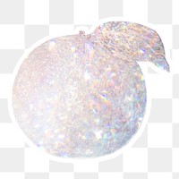 Sparkle silvery orange holographic style sticker design element with white border