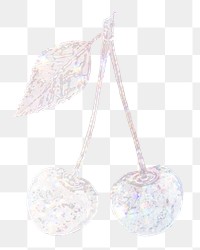 Sparkling silver cherry holographic style design element