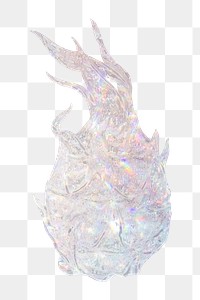 Sparkling silver dragon fruit holographic style design element