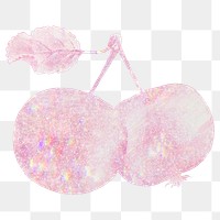 Pink holographic apple twig sticker design element