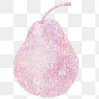 Pink holographic pear sticker design element