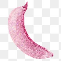 Pink holographic banana sticker design element