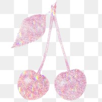 Pink holographic cherries sticker design element