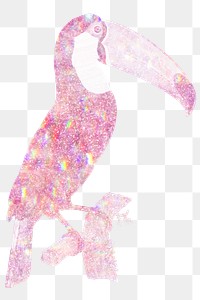 Pink holographic Toco toucan bird design element