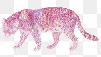 Pink holographic jaguar design element