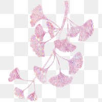 Pink holographic ginkgo branch design element