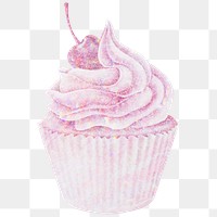 Pink holographic cherry cupcake design element