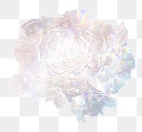Silver holographic peony flower design element