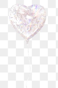 Silver holographic heart shaped balloon design element