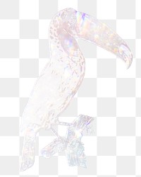 Silver holographic Toco toucan bird design element