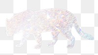 Silver holographic jaguar design element