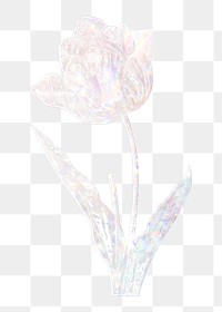 Silver holographic tulip flower design element
