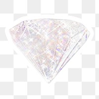 Silver holographic diamond sticker with white border