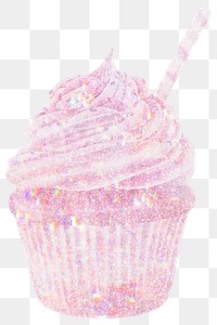 Pink holographic cupcake design element