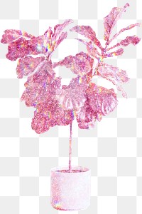 Pink holographic fiddle leaf fig tree design element