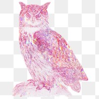 Pink holographic Eurasian eagle-owl design element