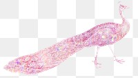 Pink holographic peacock design element
