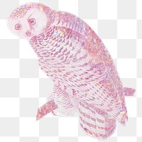 Pink holographic snowy owl design element