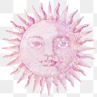 Pink holographic sun with a face design element
