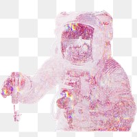 Pink holographic astronaut design element